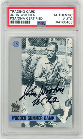 John Wooden Trading Card PSA/DNA Certified Authentic Auto