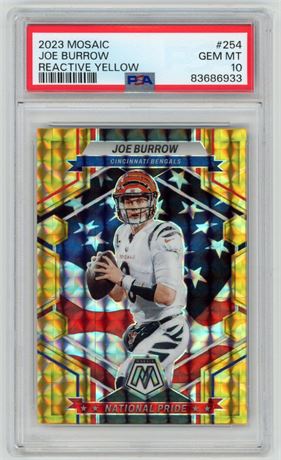 2023 Mosaic #254 Joe Burrow Reactive Yellow PSA 10 GEM MINT