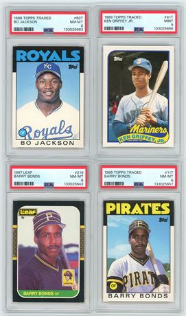1986-1989 PSA Graded Rookie Stars Lot (4) w/ Griffey, Bonds, and Jackson