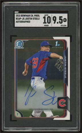 2015 Bowman Chrome Prospects Justin Steele Auto SGC 9.5 Auto 10