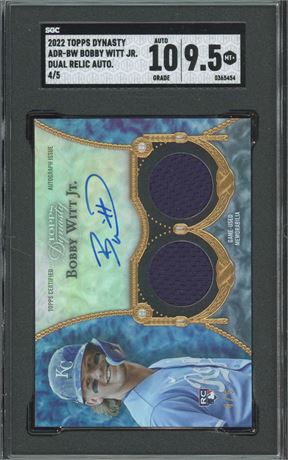2022 Topps Dynasty Bobby Witt Jr RC Dual Relic Auto 4/5 SGC 9.5 Auto 10