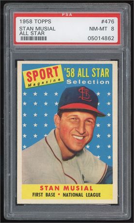 1958 Topps #476 Stan Musial All-Star PSA 8 NMMT