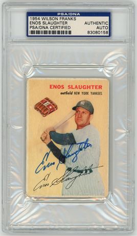 1954 Wilson Franks Enos Slaughter PSA Authentic Auto Rare