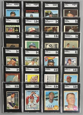 1936-71 Baseball Star Graded Lot SGC A-3.5 w/ McCovey & Kaline (24) (READ)