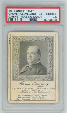 1901 Uncle Sam's Grover Cleveland - 24 Cabinet Playing Cards PSA 2.5 GOOD+