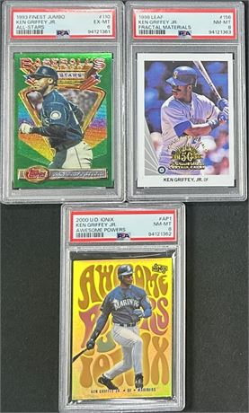 (3) PSA Graded Ken Griffey Jr Insert Lot w/ Numbered Parallel  2180/3250