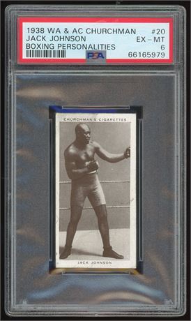 1938 WA & AC Churchman #20 Jack Johnson Boxing Personalities PSA 6 EXMT