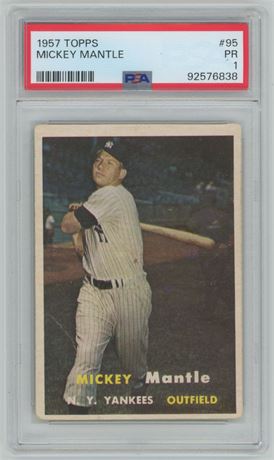 1957 Topps #95 Mickey Mantle PSA 1 POOR