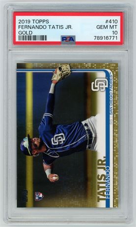 2019 Topps #410 Fernando Tatis Jr RC Gold 1471/2019 PSA 10 GEM MINT