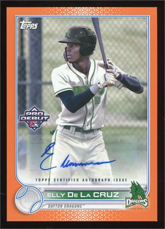 2022 Topps Elly De La Cruz RC Pro Debut Orange 2/25 Auto