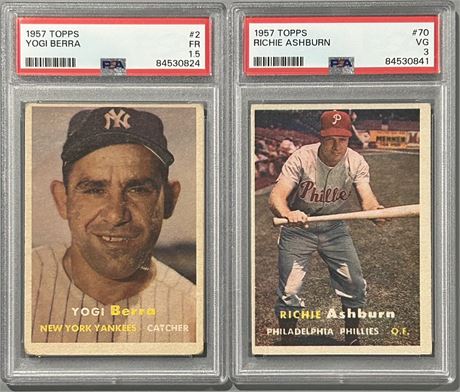 1957 Topps PSA Graded Star Lot (2) w/ Berra/Ashburn