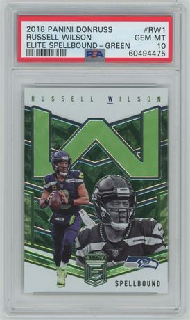 2018 Panini Donruss Russell Wilson Elite Spellbound-Green PSA 10 GEM MINT