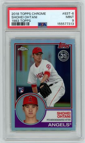 2018 Topps Chrome Shohei Ohtani RC 1983 Topps PSA 9 MINT