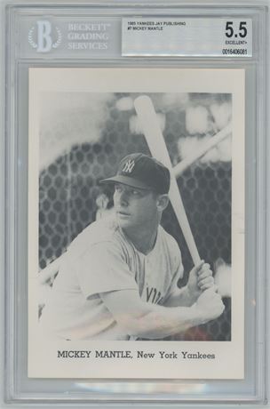 1965 Yankees Jay Publishing #7 Mickey Mantle BVG 5.5 EX+ Pop 1, Highest