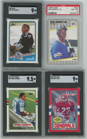 1985-89 High Grade Graded RC Lot (4) w/ Sanders, Jackson, Griffey