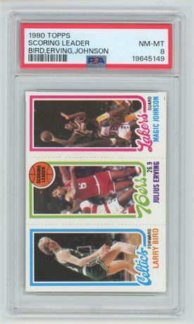 1980 Topps Scoring Leader Larry Bird Magic Johnson RC PSA 8 NMMT