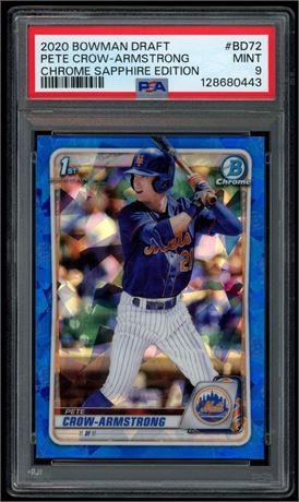 2020 Bowman Chrome Draft Pete Crow-Armstrong 1st Bowman Sapphire Edition PSA 9