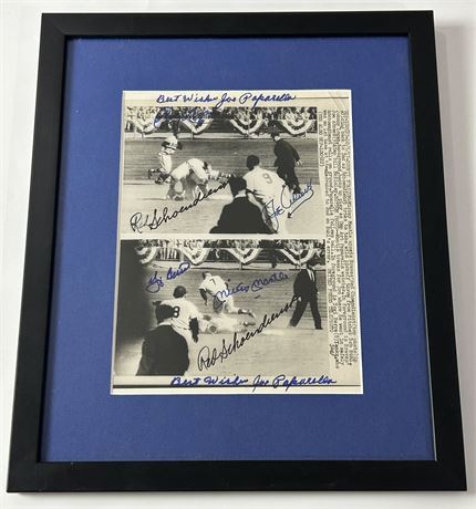 Multi-Signed Black & White Photo w/ Mantle/Berra/Schoendienst Matted/Framed JSA