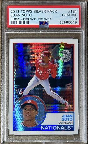 2018 Topps Silver Pack 1983 Chrome Promo #134 Juan Soto RC PSA 10 GEM MINT