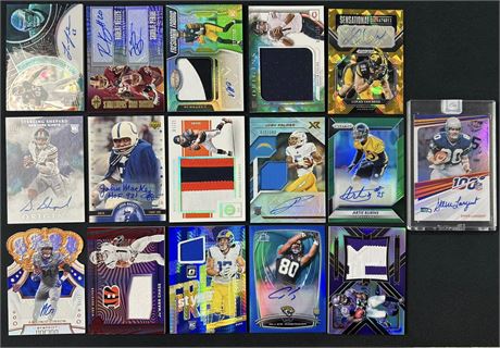 (16) Modern Football Auto / Jersey Lot w/ Stars