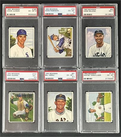 1950 Bowman Baseball PSA Graded Lot (6) w/ E. Robinson, Judson, and Majeski