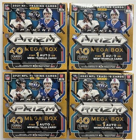 2021 Panini Prizm Football Mega Box Lot (4) Factory Sealed