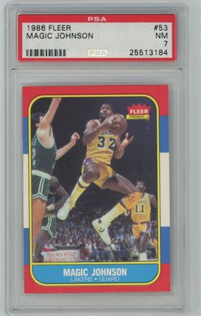 1986 Fleer #53 Magic Johnson PSA 7 NM