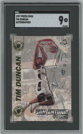 1997 Press Pass Autographed Tim Duncan RC SGC 9 MINT