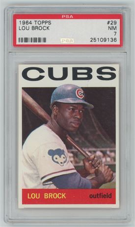 1964 Topps #29 Lou Brock PSA 7 NM Nice Centering