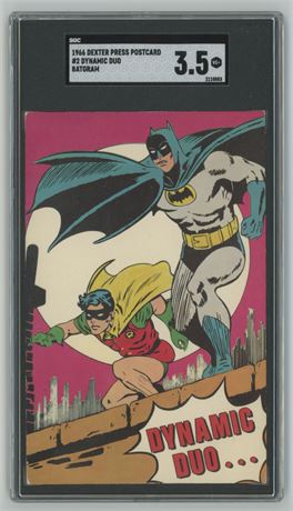 1966 Dexter Press Postcard #2 Dynamic Duo Batgram SGC 3.5 VG+