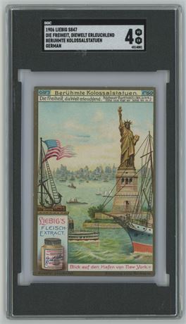 1906 Liebig S847 Die Freiheit, Diewelt Erleuchlend Statue of Liberty SGC 4 VGEX