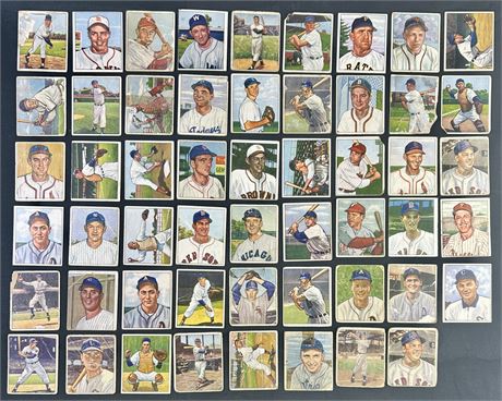 1950 Bowman Baseball Lot (54) (9 w/o Copyright) Low Grade