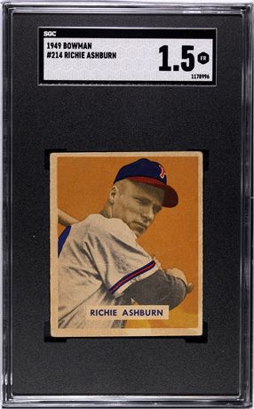 1949 Bowman #214 Richie Ashburn RC SGC 1.5 FAIR