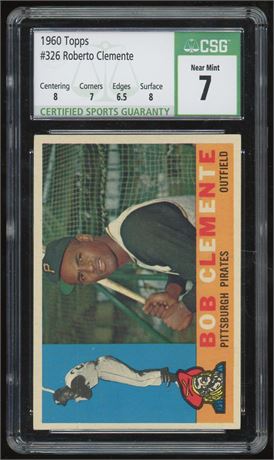 1960 Topps #326 Roberto Clemente CSG 7 NM