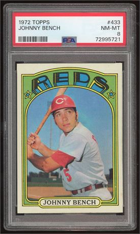 1972 Topps #433 Johnny Bench PSA 8 NMMT DEAD CENTERED