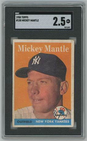 1958 Topps #150 Mickey Mantle SGC 2.5 GOOD+