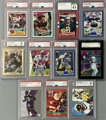 1984-1998 Graded Star/HOF RC Lot (11) w/ Moss, Warner, M Irvin + More