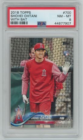 2018 Topps #700 Shohei Ohtani RC SP With Bat PSA 8 NMMT