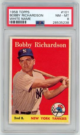 1958 Topps #101 Bobby Richardson White Name PSA 8 NMMT