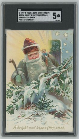 1907 R. Tuck/Sons Christmas Postcard #102 A Bright And Happy Christmas SGC 5 EX