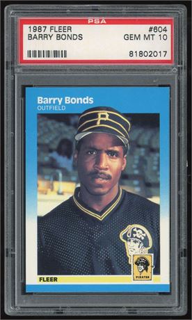 1987 Fleer #604 Barry Bonds RC PSA 10 GEM MINT