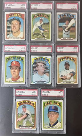 1972 Topps PSA 9 Graded Lot (8) w/ Semi-High #'s