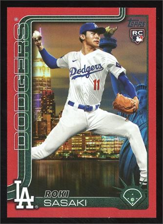 2025 Topps Roki Sasaki RC 3/5 Fanatics Fest Exclusive Big Apple Red Foil SSP