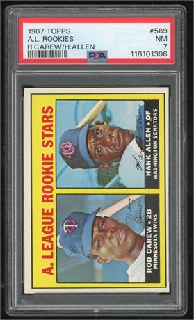 1967 Topps #569 Hi# Rod Carew RC PSA 7 NM