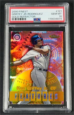 2000 Topps Finest #121 Griffey Jr/Rodriguez Gold Refractor PSA 10 GEM MINT Pop 5