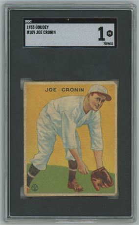 1933 Goudey #109 Joe Cronin RC SGC 1 POOR
