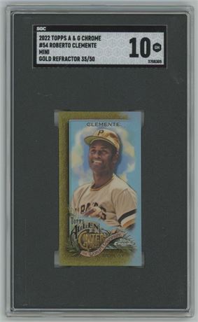 2022 Topps A & G Chrome #54 Roberto Clemente Mini Gold Refractor 35/50 SGC 10