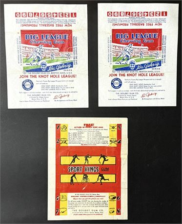 1934 Goudey Wrapper (2) and 1933 Sport Kings Wrapper Lot