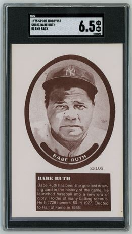 1975 Sport Hobbyist Babe Ruth Blank Back SGC 6.5 EXMT+