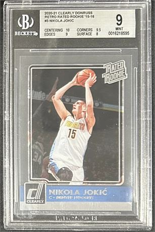 2020-21 Clearly Donruss Retro Rated Rookie '15-16 #3 Nikola Jokic BGS 9 MINT